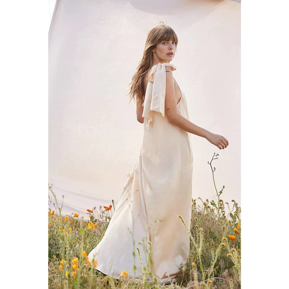 NWOT Free People Soa Gold Maxi Dress - Picture 2 of 8